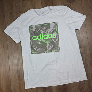 Adidas Primeblue T-Shirt Men’s L White Camo Logo Band 3 Stripes Short Sleeve Tee